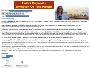 Roxane, Fokas Beyond's Investor of the Month - Testimonials and Review