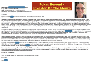 Mark, Fokas Beyond's Investor of the Month - Testimonials and Review