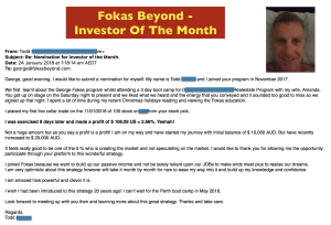 Todd, Fokas Beyond's Investor of the Month - Testimonials and Review