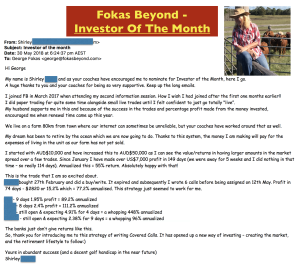 Shirley, Fokas Beyond's Investor of the Month - Testimonials and Review