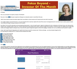 Vesna, Fokas Beyond's Investor of the Month - Testimonials and Review