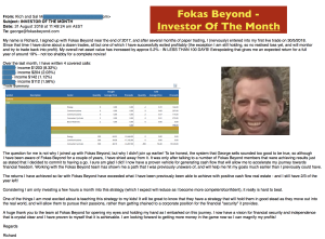 Richard, Fokas Beyond's Investor of the Month - Testimonials and Review