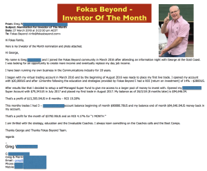 Greg, Fokas Beyond's Investor of the Month - Testimonials and Review