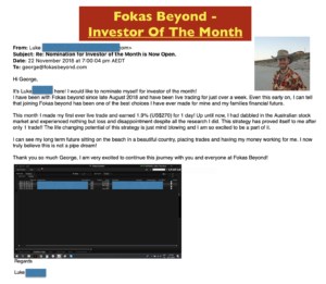 Luke, Fokas Beyond's Investor of the Month - Testimonials and Review