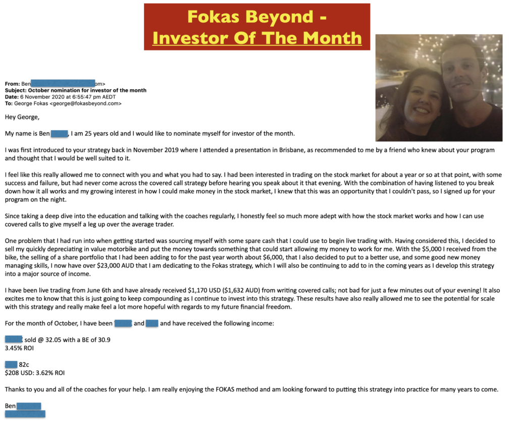 Ben, Fokas Beyond's Investor of the Month Testimonials and Review